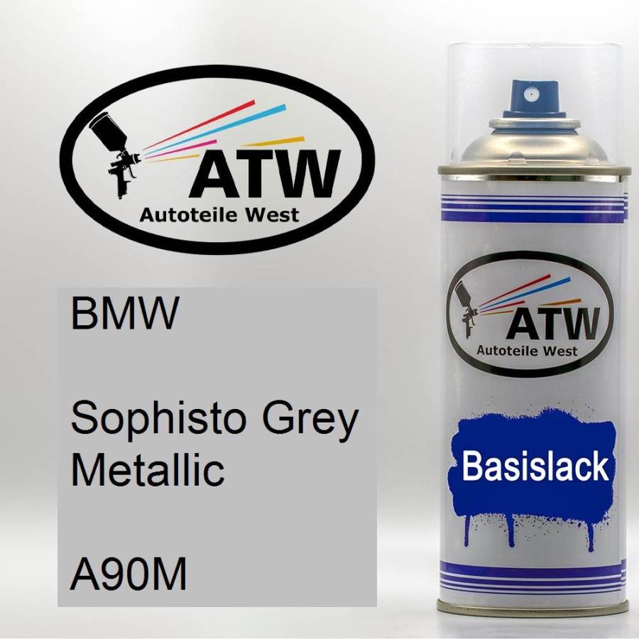 BMW, Sophisto Grey Metallic, A90M: 400ml Sprühdose, von ATW Autoteile West.